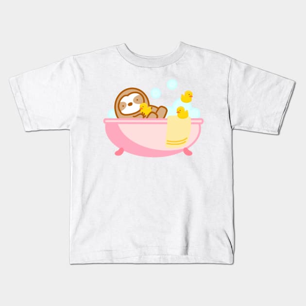 Cute Bubble Bath Sloth Kids T-Shirt by theslothinme